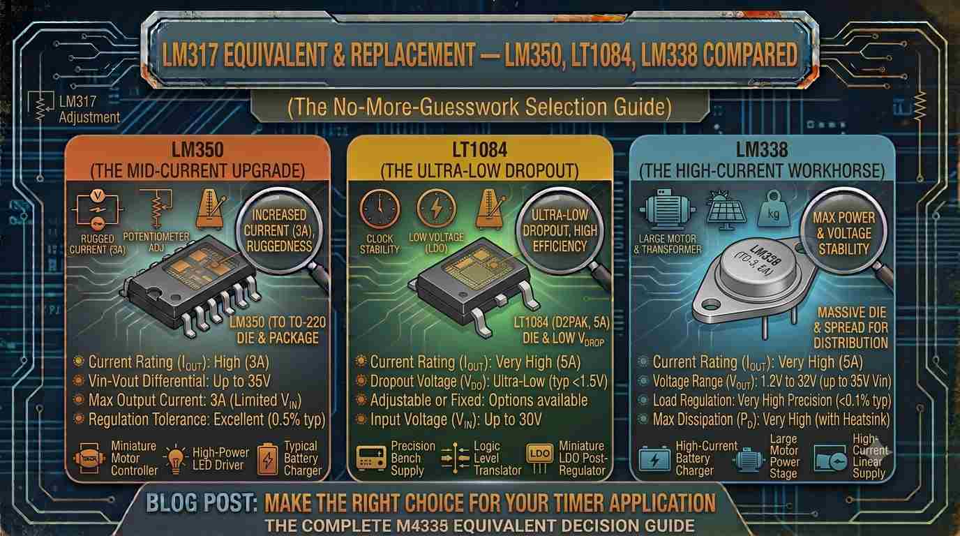 LM317 Equivalent & Replacement — LM350, LT1084, LM338 Compared