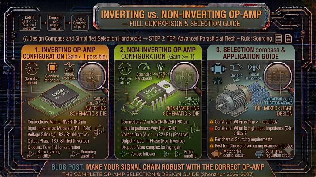 Inverting vs Non-Inverting Op-Amp — Full Comparison & Selection Guide